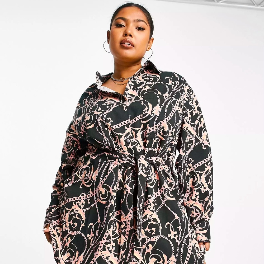 ASOS Design. Boho inspired, eclectic button down midi dress with tie waist
